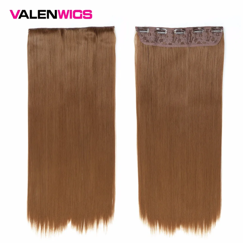  Valen Wigs 22 inches 5 Clips In One Piece Pure Color Straight Style Hair Clip On One Piece Syntheti