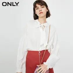 ONLY Tie-up v-образный вырез Свободная рубашка с длинными рукавами женская | 118305507