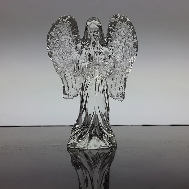 Praying Clear Crystal Statue Guardian Angel Sculpture Figurines Ornament Home Decoration