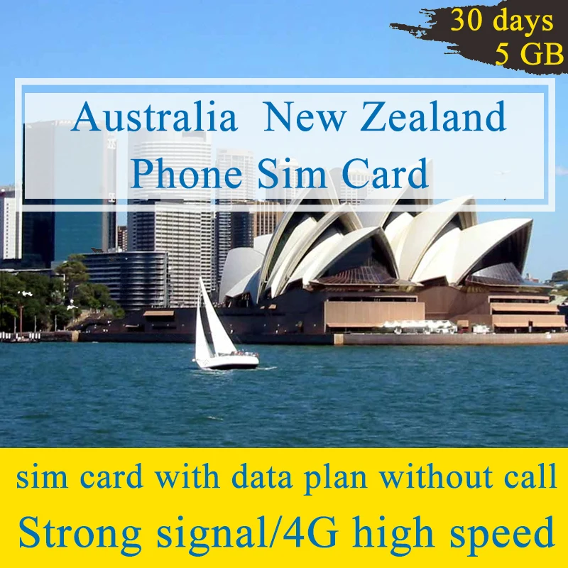 Australia New Zealand 30 Days Plan Sim Card 5 GB Data 4G Mobile Phone Card 3 IN 1 Travel Sim