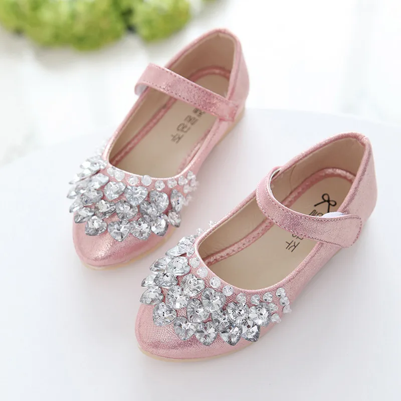 SOMESUN Baby Girls Single Shoes Cute Cartoon Elegant Crystal Soft Casual Dance Leather Princess Shoes