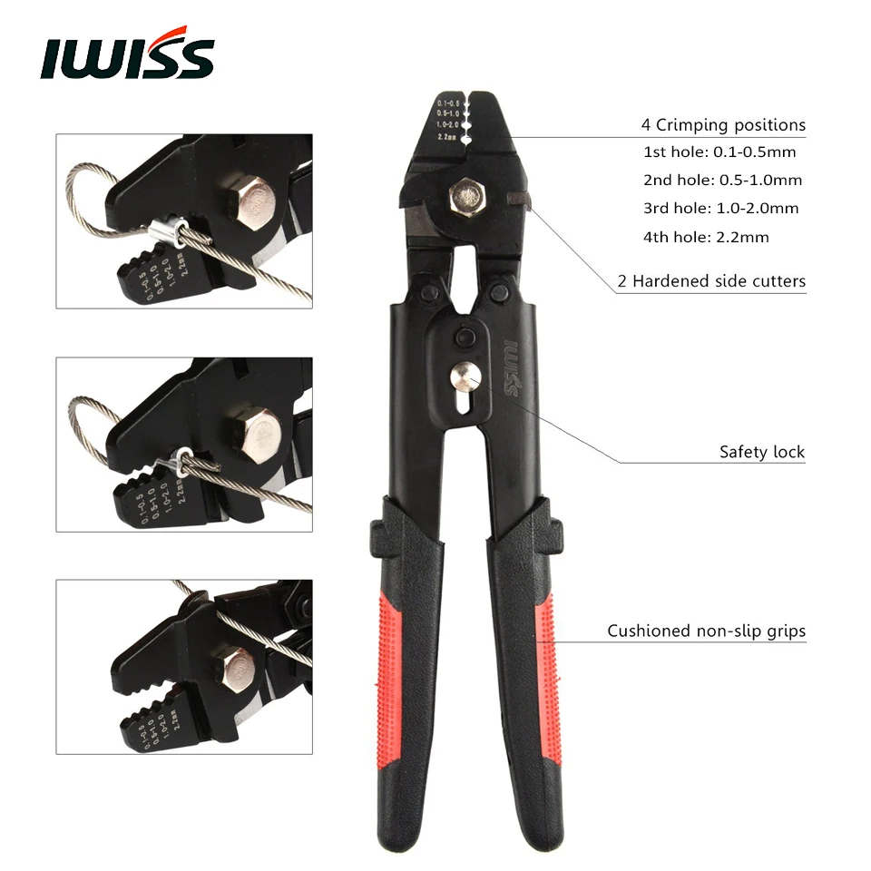 IWISS Wire Rope Crimping Tool Safety Lock Crimp Range from 0.1mm to 2
