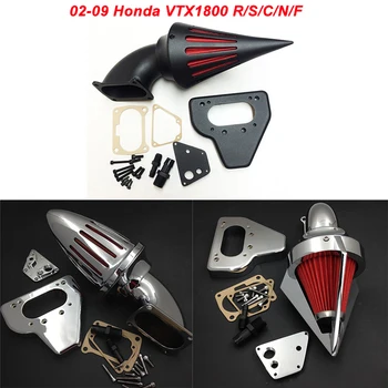 

For 02-09 Honda VTX 1800 VTX1800 R S C N F Motorcycle Air Cleaner Kit Intake Filter Black Chrome 2002 2003 2004 2005 2006 2007
