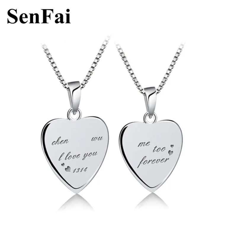 

Senfai Personalized Necklace For Women Love Heart Custom Name Engraved Gold Silver Charm Pendants Necklaces Party Bar Jewelry