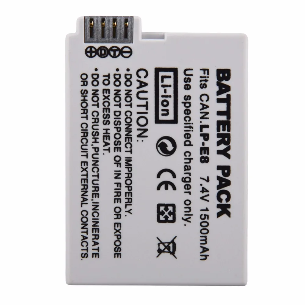 1pc 7.4V 1500mah LP-E8 LP E8 LPE8 Digital Camera Battery For Canon EOS 600D 650D 550D 700D T4i T5i Rebel T2i Bateria