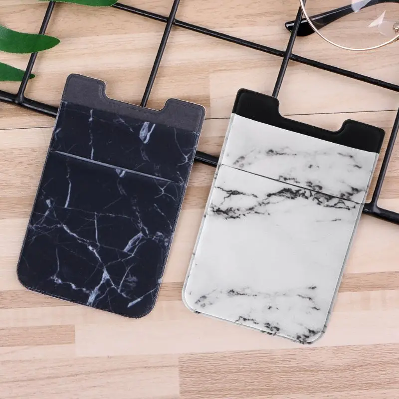 

Marble Designs Elastic Mobile Phone Wallet Credit ID Card Holder Adhesive Pocket Sticker Lycra Black Card Holder 8.8x5.8cm
