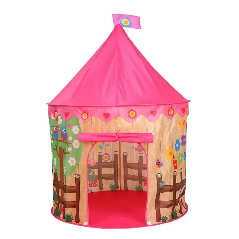 Детская игровая палатка складной Типи принца с принцессами для девочек, складывый шатер для маленьких мальчиков и девочек, замок-домик для игр игровой Домашний Детский подарки на открытом воздухе игрушки палатки - Цвет: Розовый