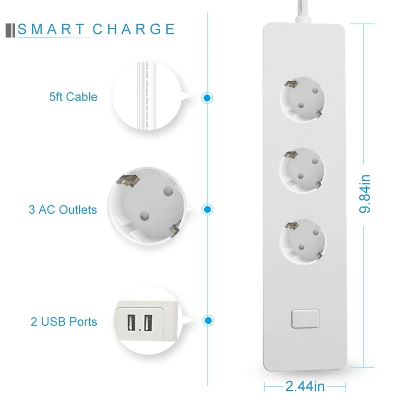 Usb силовая полоса розетка с 2 Usb стандартный удлинитель Розетка силовая полоса Домашняя электроника адаптер ЕС вилка