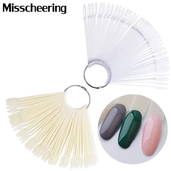 

50Pcs/Set False Nail Tips Fan Shape Full Card Round Painting Nail Art Display Practice UV Gel Polish Accessories Manicure Tools