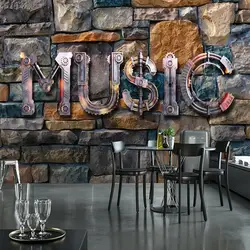 На заказ настенная бумага 3D стерео музыка каменная стена для ресторана, бара, KTV фон настенная бумага Современный Творческий Декор Papel De Parede