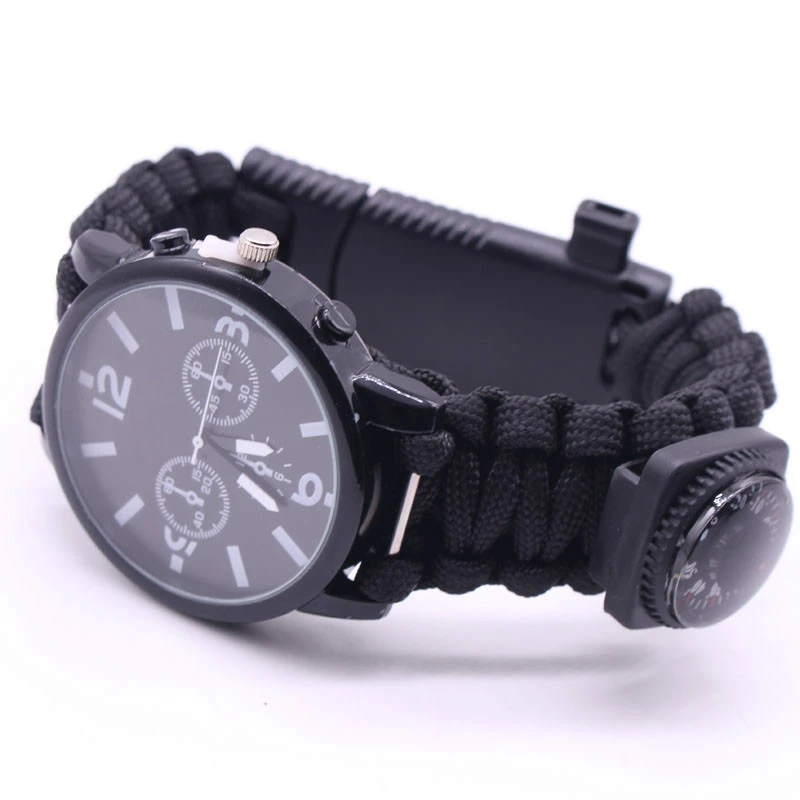 

Men's Outdoor Survival Bracelet Knife Multi Function Rescue Paracord Survival Bracelets Wrap Umbrella Rope Watch 6 In 1 Bangles
