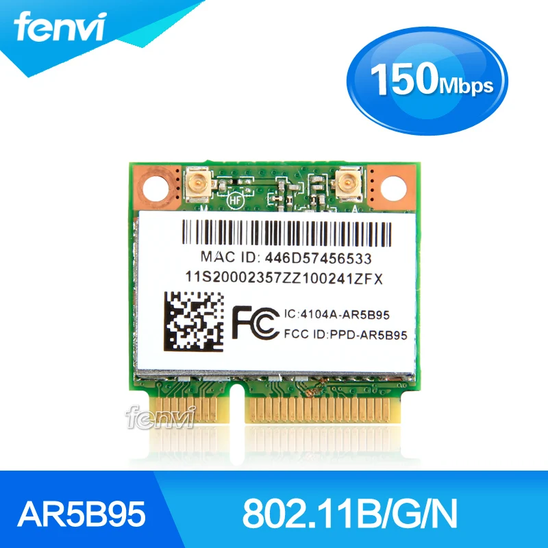 Atheros 9285 AR5B95 AR9285 802.11B/G/N 150 Мбит/с WiFi Половина мини PCI-E Wlan Беспроводная карта для IBM Z380 Z385 Z580 Z585 G555 G560