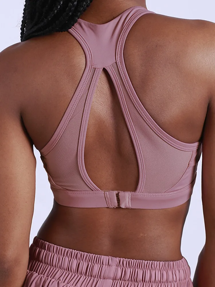 

High intensity Sports Bra Women Shockproof Running Gather Push up Yoga Bras Adjustment Back Strap Hollow out Fitness Bras