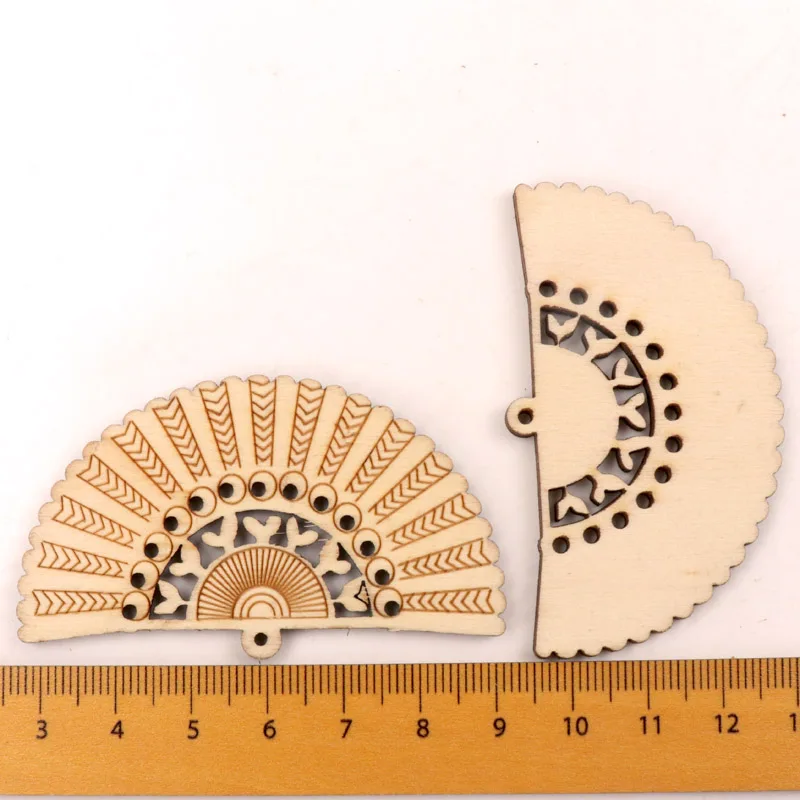 Деревянные изделия ручной работы украшения для дома скрапбукинги ювелирные изделия Сделай Сам микс китайский стиль Ретро веер деревянные украшения 65 мм 6 шт