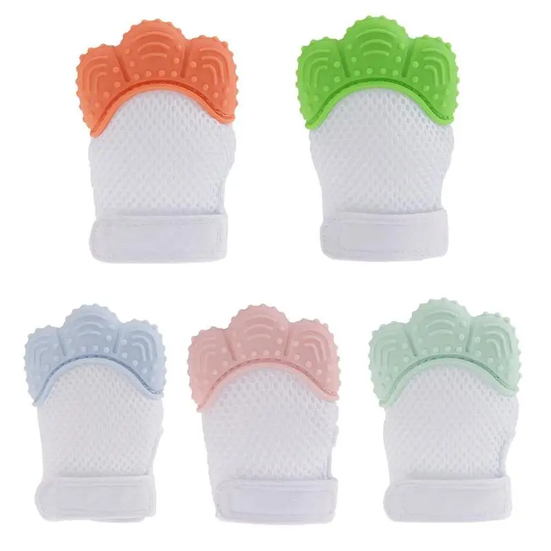 Baby Silicone Glove Molar Baby Teethers Mitten Glove Mesh Breathable