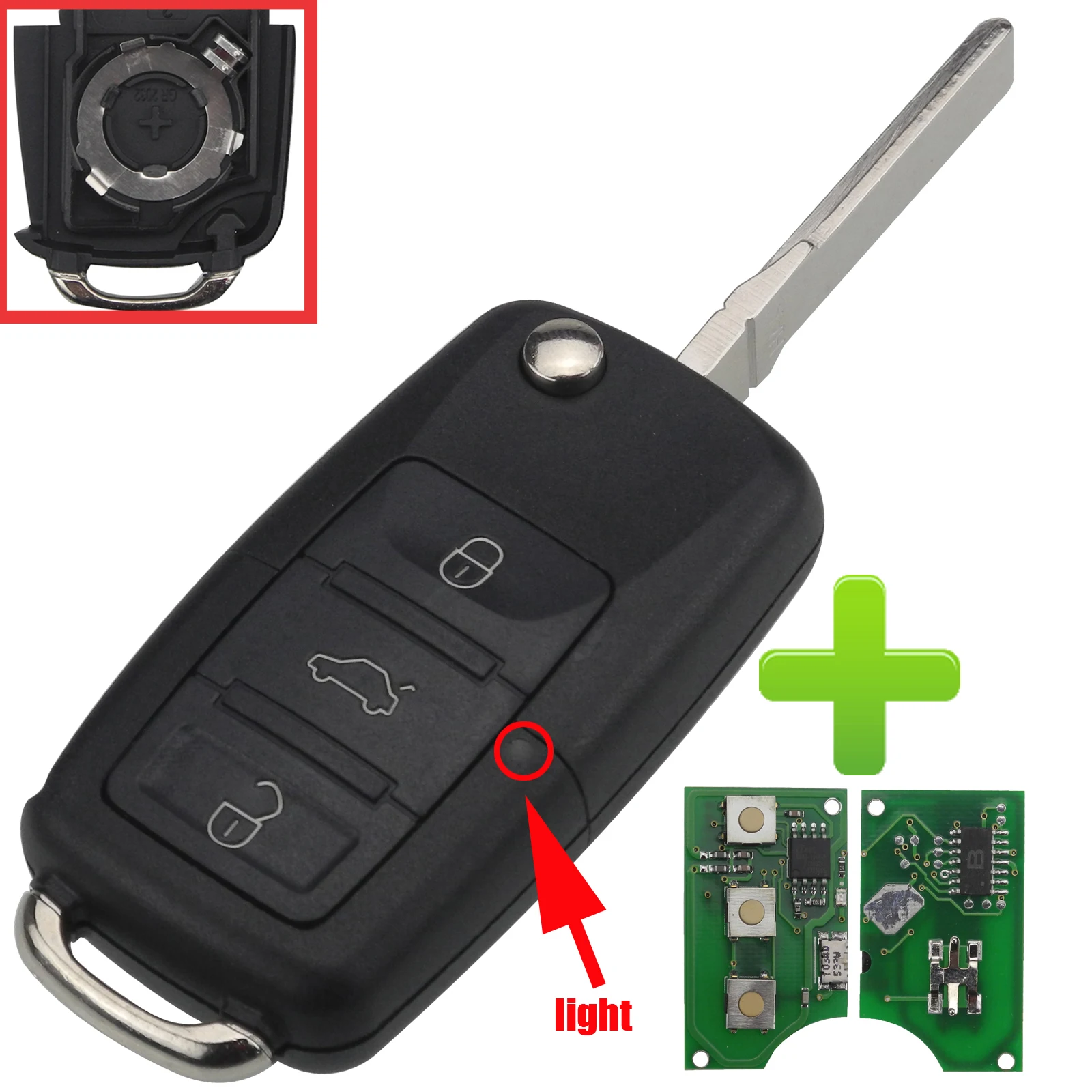 

jingyuqin ID48 433mhz Flip Folding Car Key Shell Case for Volkswagen VW Golf Passat Polo Jetta Touran Bora Sharan 1J0959753AH