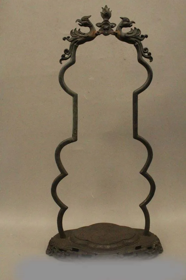 

20"China Folk Old Pure Bronze phoenix study hang brush pen Ink brush tool Statue
