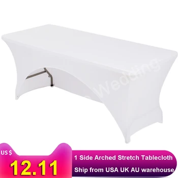 

4ft 6ft 5ft 8ft Spandex Lycra Kitchen Dining Table Linen Cloth Wedding DJ arched Tablecloths For Rectangular Table Cover