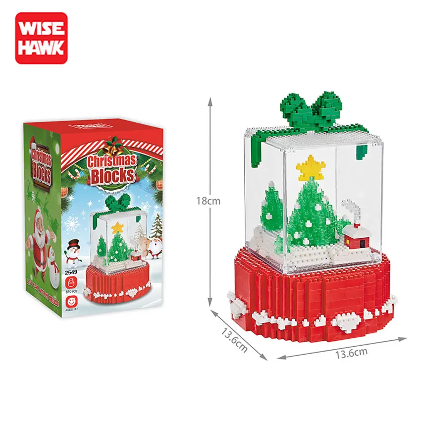 

Wisehawk Model Building Kit Hot Kids Plastic Mini Building Block Nanoblock Toy Christmas Tree Gift With Light Up Base Kid Toys
