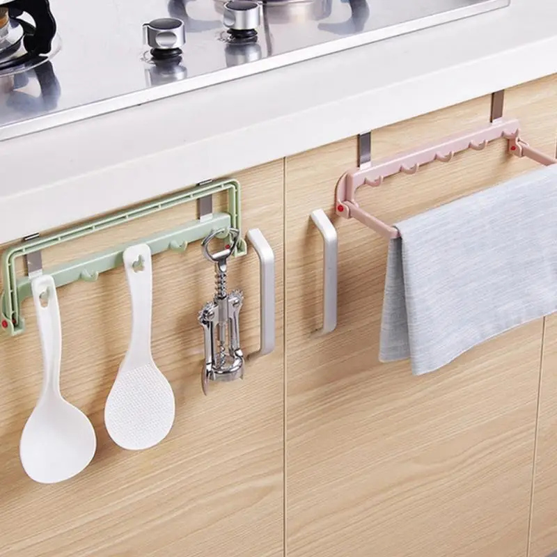 

Kitchen Hook Hanger Foldable Wipes Holder Seamless Strong Self Adhesive Door Bathroom Walls Sticking Towel Clothes Organizer