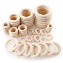 Décoration murale en bois inachevé, couleurs naturelles à suspendre, 2-6cm, connecteurs, cercles, anneaux, perles murales, bricolage, couleurs naturelles, 2-6cm
