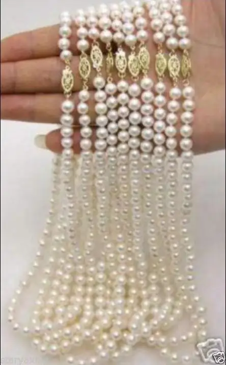 

free shipping wholesale 10pc 6-7MM Akoya Cultured Pearl Necklace 17.5