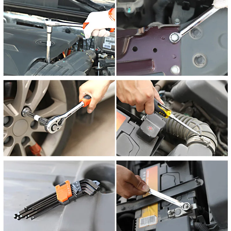 

10 Pcs Car Mechanics Tool Kit Wrench Socket Set for Auto Motorcycle Repair _WK
