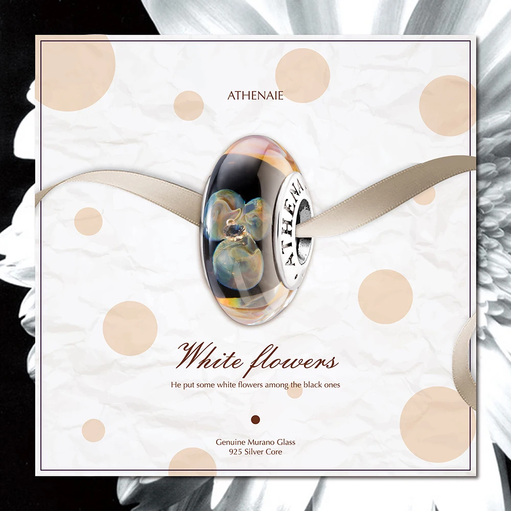 ATHENAIE, настоящее муранское стекло, 925 серебро, сердечник, цветы, подвески, бусины, подходят для всех европейских браслетов, хорошее ювелирное изделие