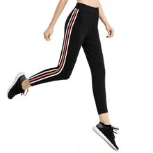 Женские штаны для бега высокоэластичные Колготки В Полоску Спортивные Леггинсы