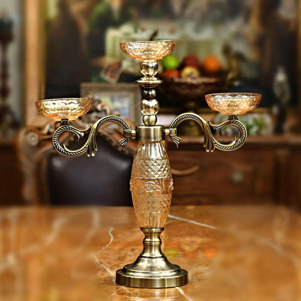 European style crystal glass candlestick, romantic couple candlelight