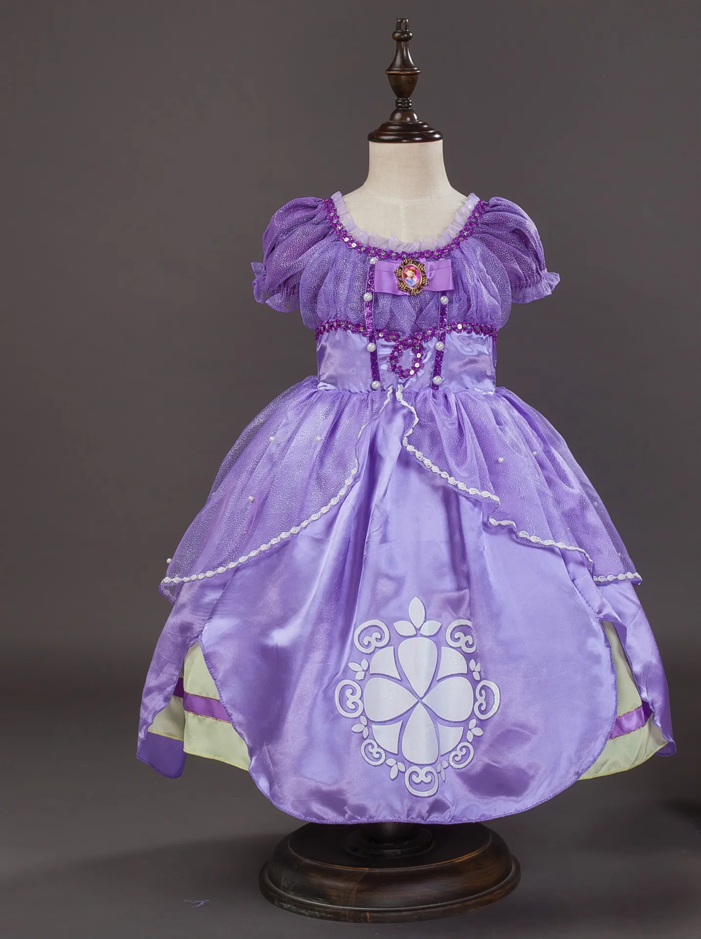ELMAGE/летние платья принцессы; маскарадный костюм Софии для девочек; 5 слоев; детское праздничное платье-пачка с цветочным рисунком на Хэллоуин; костюмы