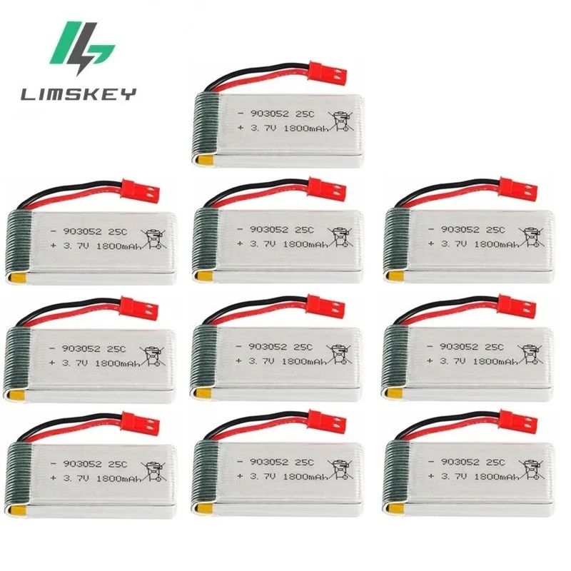 

10Pcs 1800mAh 3.7v lipo Battery for KY601S SYMA X5 X5S X5C X5SC X5SH X5SW X5UW X5UC M18 H5P H11D H11C T64 T04 T05 F28 F29 T56