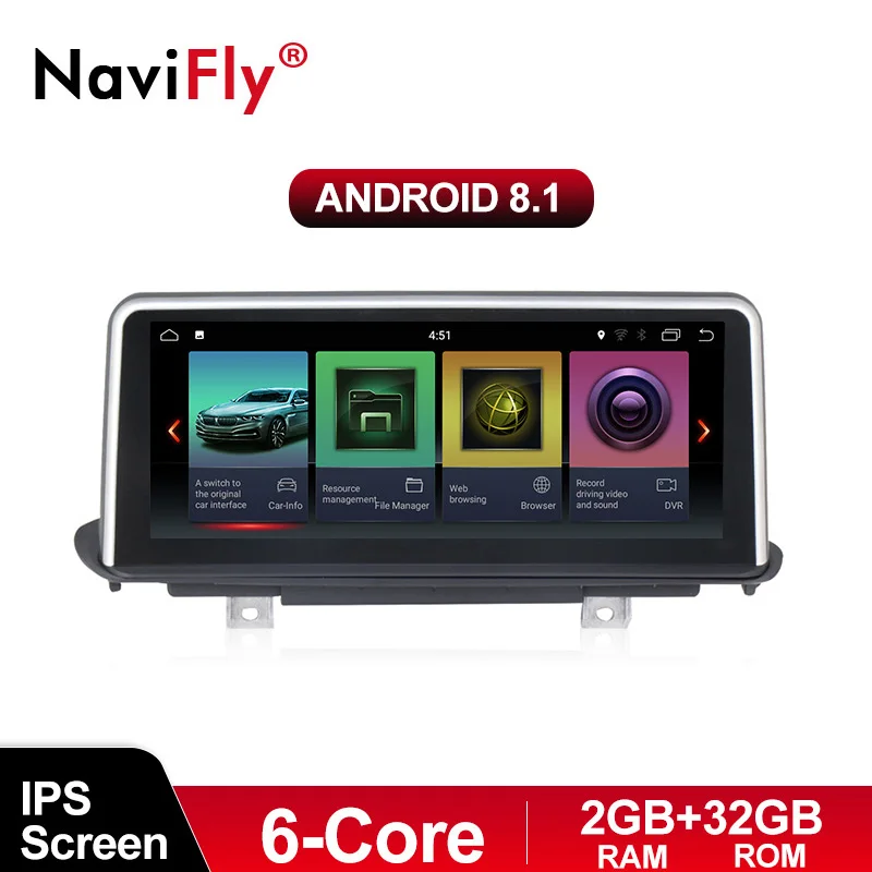 

NaviFly Android8.1 IPS screen 6Core processor 2G RAM+32G ROM car accessories For BMW X5 F15 2014-2017 with wifi BT mirror link