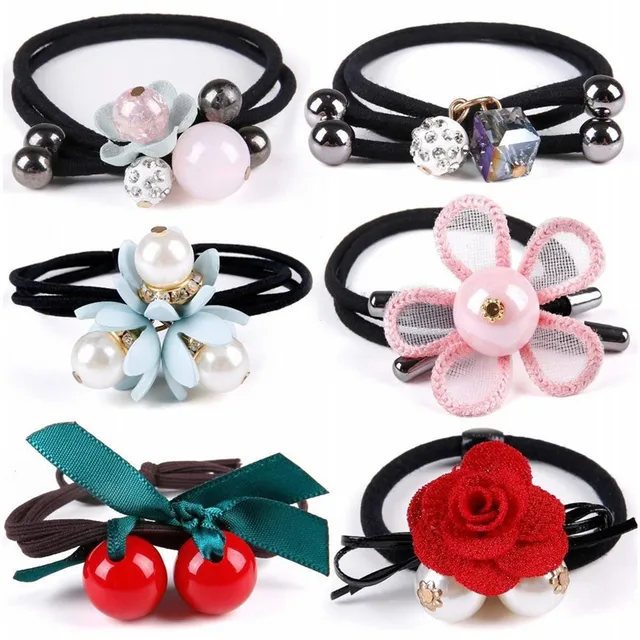 2020 New Fashion Flower Scrunchie Women Girls Elastic Hair Rubber Bands Accessories For Girls Lady Tie Hair Rope Ring Headdress 3 6 pcs