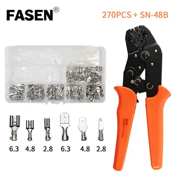 

Wire Terminals Crimping Pliers Tool AWG26-16 270 Pcs 2.8mm 4.8mm 6.3mm Male/Female Wire Spade Connectors Terminals Crimper Kit