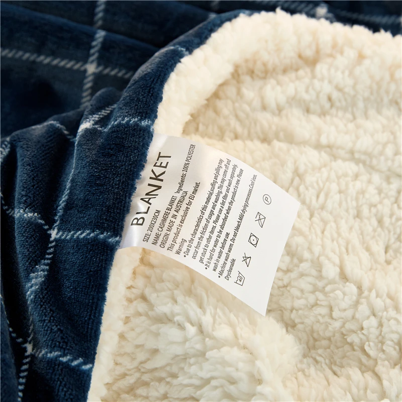 Мужской стиль темно-синий плед Двухслойное одеяло на искусственном меху плюшевое теплое спальное одеяло для осени и зимы плед одеяло