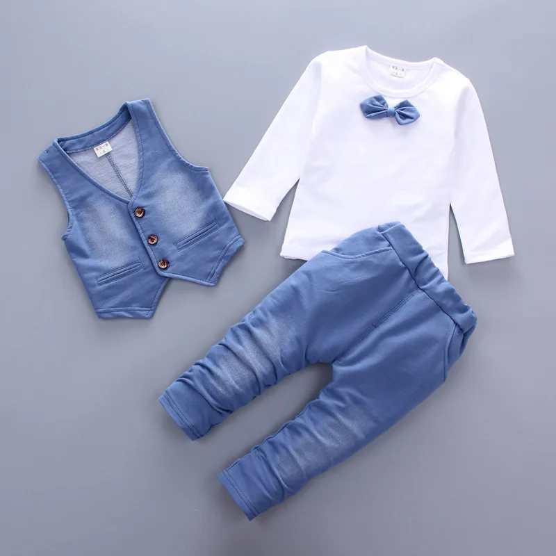 Hot Sale 2019 Spring Autumn New Fashion Baby Boy Clothes 3pcs Set Denim
