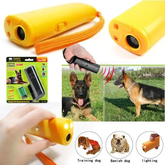 

Pet Dog Repeller Anti Barking Stop Bark Training Device Trainer LED Ultrasonic 3 in 1 Anti Barking Ultrasonic Without Battery