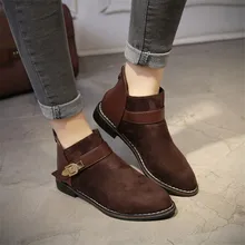Main marque femmes en daim Cheville Bottes Talons Bas Chaussures Femme Oxford Casual Dames Bout Pointu Boucle Bottes ZIPPER