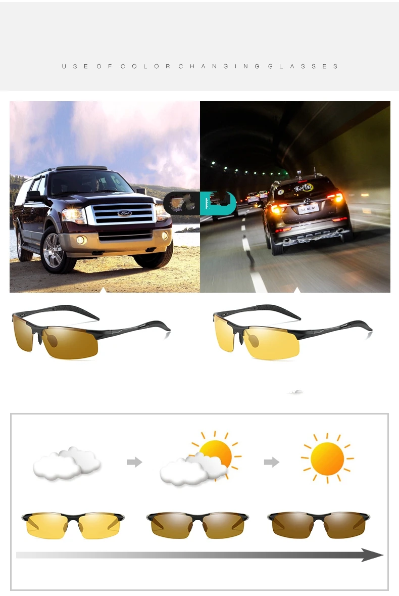 KH изменение цвета день и ночь фотохромные солнцезащитные очки поляризованные солнцезащитные очки вождения очки
