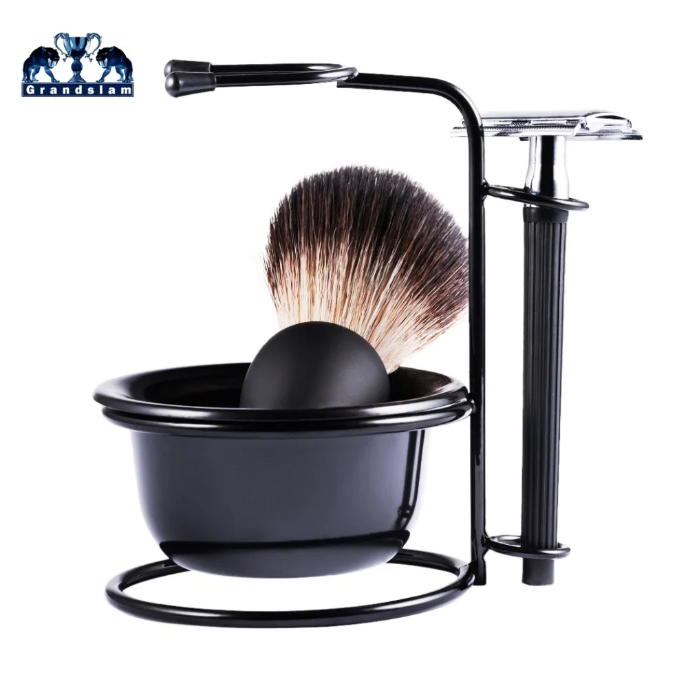 

Grandslam 5in1 Shaving Brush kit Manual Safety Razor Set Razors Holder Stand +Synthetic Shaving brush + Soap Bowl Cream+ Blades