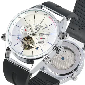 

Tourbillon Men Watch Luxury Automatic Mechanical Watches Durable Silicone Strap Stainless Steel Skeleton Dial Calendar montre