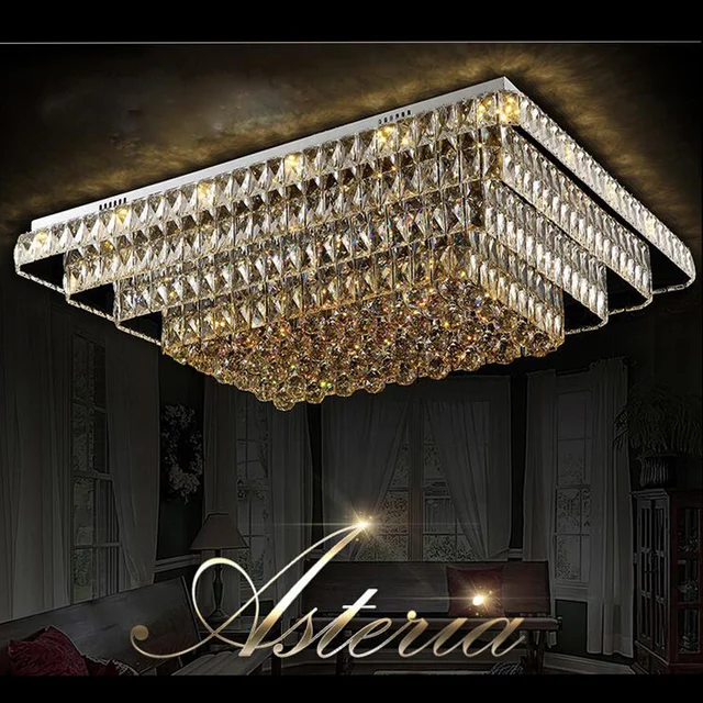 t new luxury crystal lamps rectangular modern lightings for living