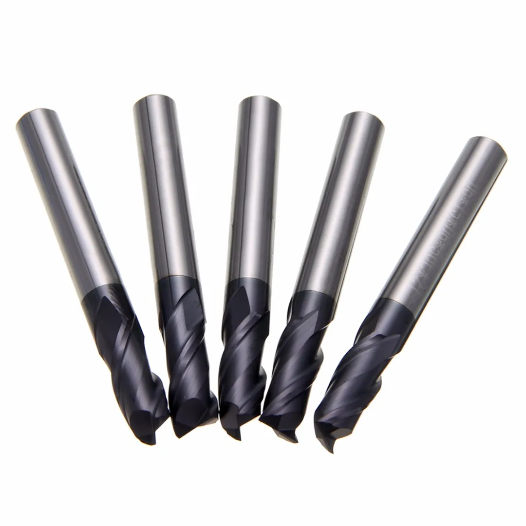 5pcs 2 Flute Solid Carbide End Mill 6mm CNC Slot Tungsten Coating  Woodworking Milling Cutter Set