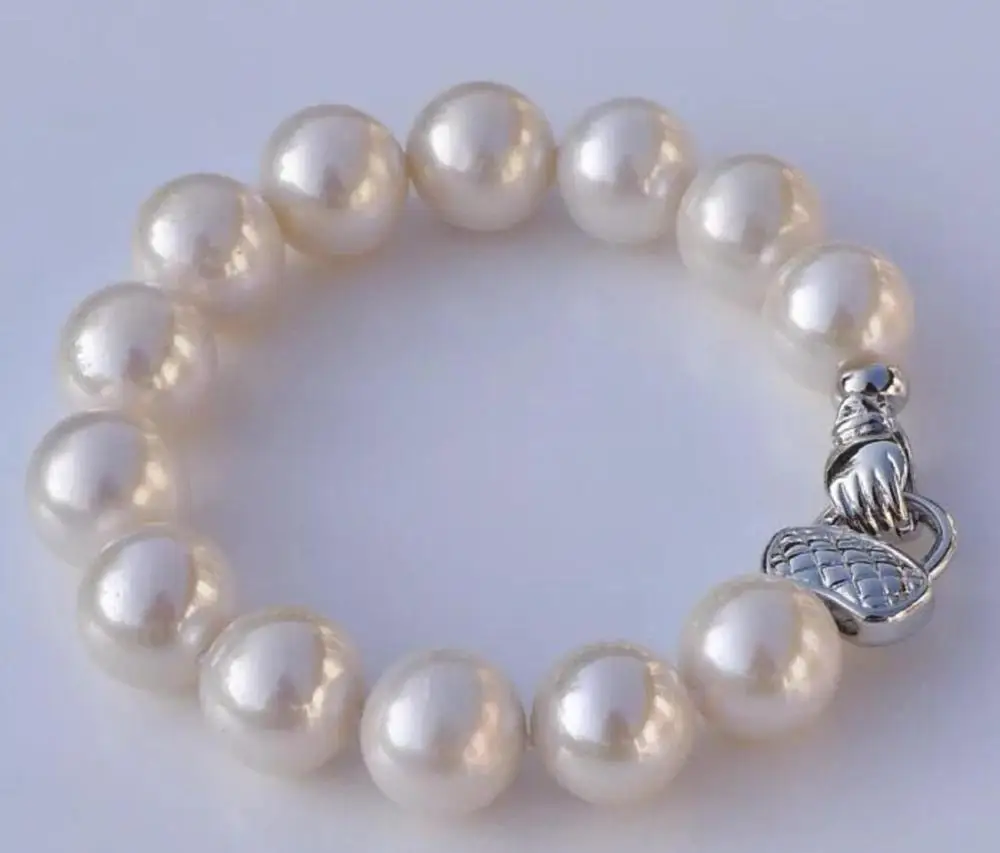 

elegant 12-13mm south sea white pearl bracelet 7.5-8inch925s