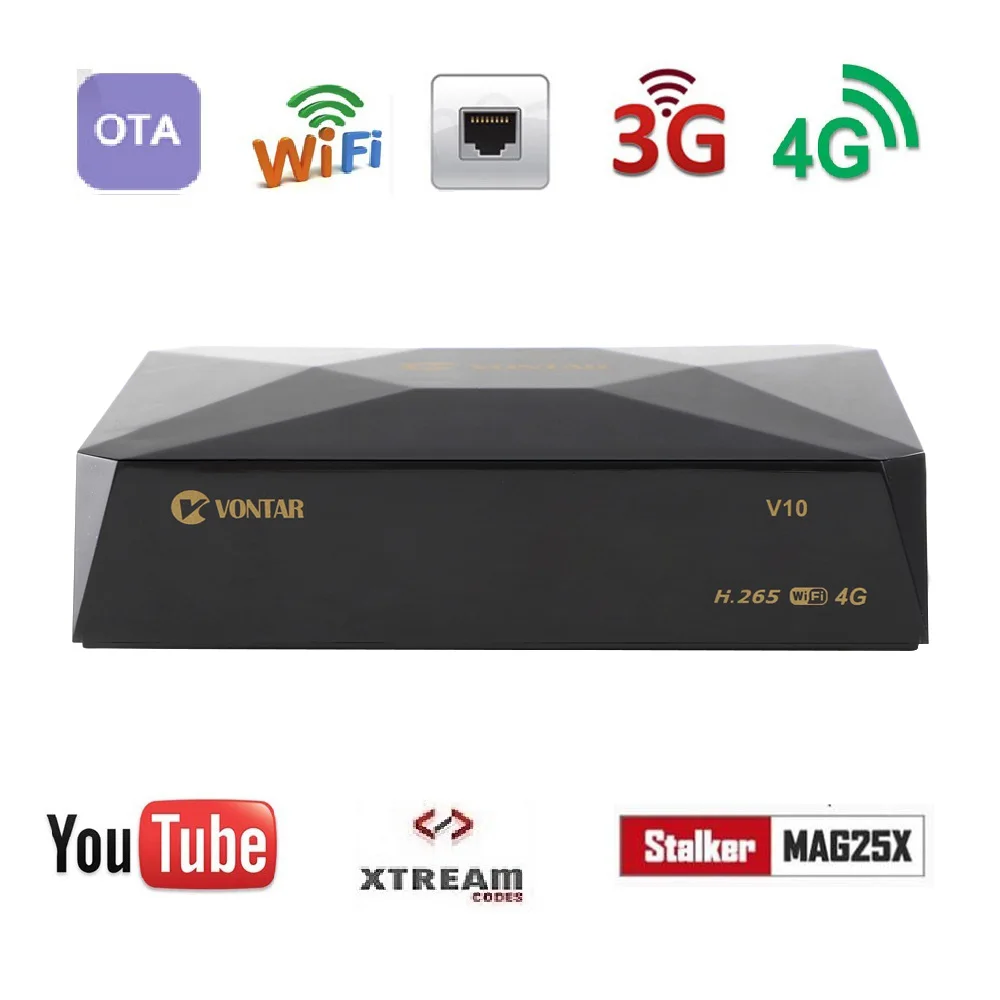 VONTAR V10 tv BOX H.265 DVB-S2 8PSK цифровой спутниковый ресивер Поддержка cline Stalker Xtream Испания Португалия TP список телеприставка