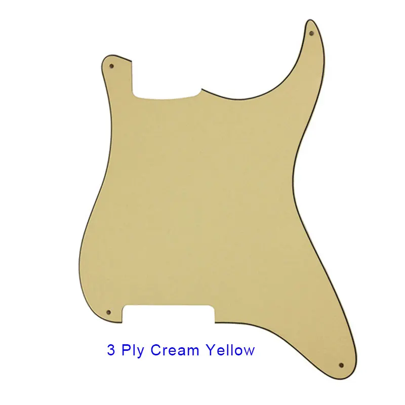Pleroo гитарные части 4 отверстия накладки заготовки Материал с настоящей алюминиевой фольгой щит для СТРАТА Стиль гитары Stratocaster на заказ - Цвет: 3 ply cream yellow
