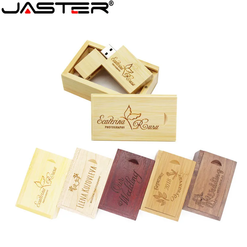 

JASTER usb Wooden flash drive 5pcs free logo usb+ box flash drive pen drive memory gift usb 2.04gb/8gb/16gb/32gb/64gb