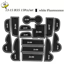 Interior del coche Accesorios de Automóviles de Goma Luminosa Puerta puerta Pad Antideslizante Portavasos Estera Cubierta Del Amortiguador Para 2013-2015 Hyundai IX35