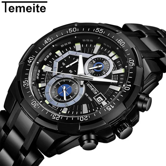 TEMEITE Top Brand Luxury Gold Big Dial Men's Quartz Watches Waterproof and shockproof Wristwatch Male Military Watch TEMEITE Top Brand Luxury Gold Big Dial Men's Quartz Watches Waterproof and shockproof Wristwatch Male Military Watch
